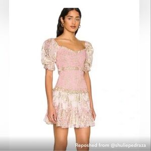 HEMANT & NANDITA Pink and Gold Floral Dress